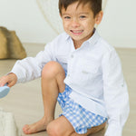 RUGGEDBUTTS Boys Classic Gingham Swim Trunks - UPF 50+ Sun Protection Fashion Swim Trunks
