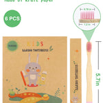 NUDUKO Kids Toothbrush Bamboo Toothbrushes 6 Pack - Organic Compostable Tooth Brush Wooden Baby Toddler Toothbrush, Eco-Friendly Natural Biodegradable Soft Bristle Toothbrush for Children