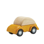PlanToys® Yellow Car Wooden Montessori Vehicle Toy | Early Movement, Imagination and Practical Life Exploration | Eco Friendly Car for Indoor and Outdoor Play