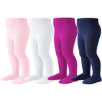 Coziwill Baby Girl Tights & Leggings - Soft Cotton Cable Knit 2-4T Toddler 4 Pack (Navy, Pink, Rose Red, White)