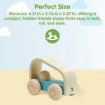 PlanToys® Vroom Car Wooden Push Toy for Toddlers | Eco-Friendly Toddler Push Car for Indoor Play | Montessori Fine Motor Learning Toys for Kids