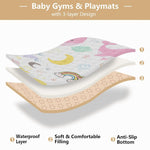 Burbuja Cartoon Whales in Pastel Cot Sheet for Toddlers, Portable Padded Nap Mat Sheet with Elastic Band for Girls Boys, Machine Washable, 25x50 in