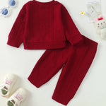 Kucnuzki 2T 3T Girl Clothes Fall Winter Sweatsuit Soft Top Red Pullover Sweatshirt Long Casual Pants Toddler Little Girl Clothes Two Piece Outfits