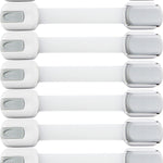 Child Safety Strap Locks (10 Pack) Baby Locks for Cabinets and Drawers, Toilet, Fridge & More. 3M Adhesive Pads. Easy Installation, No Drilling Required, White/Gray