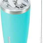 BJPKPK 30oz Stainless Steel Tumbler Color Block Insulated Tumblers Cup with Lid and Straw, Double Walled Travel Coffee Mug,Mint