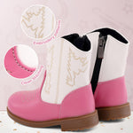 DUONITITI Baby Cowboy Cowgirl Boots Toddler Western Embroidery Round Toe Riding Shoes for All Seasons(Pink,12-18 Months)