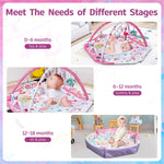 morabloomy 7-in-1 Large Activity Mat for Babies 0-6 Months Tummy Time Mat Play Mat, 5 Tummy TimeToys, 18 Ocean Toys, and 1 Tummy Time Pillow, Baby Activity Mat Easy to Install & Clean, Baby Gift