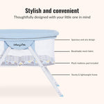 Dream On Me Poppy Traveler Portable Baby Bassinet, Breathable Mesh Airflow Panels, Compact and Lightweight, Quick Fold Travel Friendly Design, Anti-Slip Legs, Travel Bag and Mattress Included- Blue
