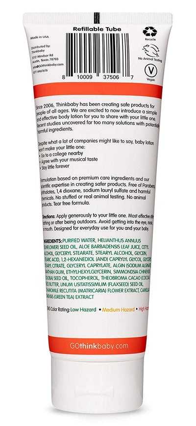Thinkbaby Baby Lotion For Sensitive Skin | EWG Verified, Soothing Relief, Moisturizing, Nourishing | Fragrance Free, Unscented, For Face & Body - 8oz, 237 ML