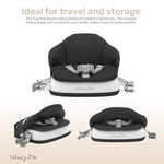 Dream On Me Cozy Pod Baby Booster Seat for 6–36 Months, Portable Travel Booster Chair with 3-Point Safety Harness & 2 Fixing Belts, for Table & Dining, Lightweight Foldable & Easy to Carry - Black