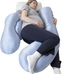Maternity Pillow for Side Sleeping - Detachable Belly & Back Support Pillow with Cooling Breathable Fabric, Adjustable Firmness, 100% New Safe Filling for Pregnant Women(Grey)