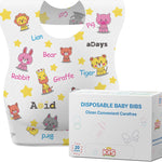 KIIS Disposable Baby Bibs for Travel - Waterproof Baby Smock Bibs for Eating, Toddlers & Kids - Travel & Daycare Essentials for Mess-Free Meals, 20 Count, Green Baby Cow