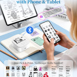 Memoking Sticker Printer - Mini Printer T02 Thermarote Mini Inkless Label Makers Thermal Sticker Maker Machine for Children Students Kid Gift, Compatible with Phone & Tablet, White