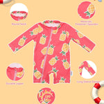 ALVABABY 3-6M Long Sleeve Zip Rashguards, Baby/Toddler Girls' Rash Guard Sets, Boy's Swimsuit UPF 50+ Sun Protection One Piece Zipper Bathing Suit ST-Q02-3-6M Pink Pineapple