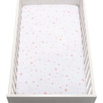 Newton Baby Organic Fitted Crib Sheets (2-Pack) - 100% Breathable and Ultra-Soft, 100% Organic Muslin Cotton, Stardust Print in Blush Coral + Solid White, Fits All Standard Cribs
