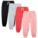 Avsead Toddler Girls Sweatpants Joggers Pants Kids Cotton 4 Pack Athletic Sweat Pant Clothes Jogging Outfits Trousers with Pocket 5t Black/Grey/Dusty Rose/Pink