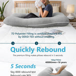 Meiz Pregnancy Pillows, Rayon Cover from Bamboo Pregnancy Pillows for Sleeping, Cooling Maternity Pillow for Pregnant Women, 55 Inch U Shaped Body Pillows for Adults, Grey
