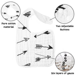 Zainpe 6Pcs Snap Muslin Bibs for Baby Machine Washable Adjustable Unisex Burp Cloths with 6 Absorbent Soft Layers, Animal Pattern Bib for Newborns Toddlers Infants 3 to 36 Months Drooling Teething