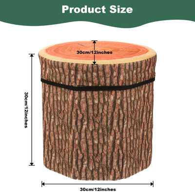Nodaaiie 3 Pcs Tree Stump Storage Stool, 12 x 12 Inch Fiberboard Ottoman with Foam Cushion, Folding Toy Box and Foldable Seat Chest for Kids, Classic Design