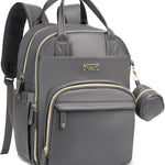 RUVALINO Diaper Bag Backpack-Multifunction Travel Baby Diaper Bag with Changing Pad, Insulated Bottle Holders & Pacifier Case, Large Capacity, Waterproof, Gray