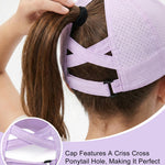 BAOPLAYKIDS Girls Criss Cross Ponytail Hat Mesh Baseball Cap Kids Quick Dry Hats Outdoor Summer Sports Hat Ponycap Age 7-12 Purple