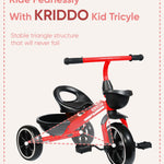 KRIDDO Kids Tricycles Age 24 Month to 4 Years, Trike for 2.5 to 5 Year Old, Gift Tricycles for 2-4 Year Olds, Trikes for Toddlers, Red
