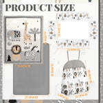 4 Piece Woodland Forest Animals Crib Bedding Set, Including Jungle Safari Crib Skirt, Blanket, Nursery Bed Sheet and Diaper Stacker, Soft Neutral Nursery Standard Size Baby Bedding for Baby Girls Boys
