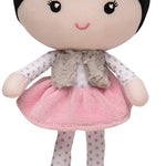 Baby Starters Plush Baby Doll with Rattle, Brunette Olivia, Pink, 9 inch