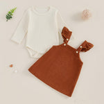 fhutpw Baby Girl 2 Piece Outfits Corduroy Skirt + Ribbed Knit Long Sleeves Top 3 6 12 18 Months Clothes Fall Winter Suits