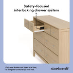 Storkcraft Horizon 6 Drawer Dresser (Driftwood) – GREENGUARD Gold Certified Dresser for Nursery & Kids’ Room, Modern Storage with Interlocking Drawer System