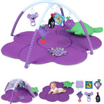 Heypappy Tummy Time Mat, 9-in-1 Grape Baby Play Gym Mat, Oversize Baby Play Activity Mat with Sunshade & 6 Detachable Sensory Toys, Washable Non-Slip Mat for Newborn Infant Baby Essentials Gift