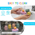 LITTLE RAWR Silicone Bath Toys for Babies 6-12 Months, Easy-to-Dry Detachable Animal Squirt Toys & Floating Boat Set for Toddlers 1-3, Soft Food-Grade Sensory Water Toys for Bathtub, Pool & Beach