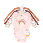 Hudson Baby Unisex Baby Cotton Long-Sleeve Bodysuits, Sunshine Rainbows 5-Pack, 18-24 Months