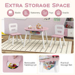 Costzon Kids Table and Chair Set, Wood Activity Table w/Center Mesh Storage, Children Furniture Gift for Boys & Girls, Ideal for Arts, Crafts, Snack Time, Homework, Toddler Table and Chair Set (Pink)