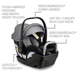 Britax Willow S Infant Car Seat with Alpine Base, ClickTight Technology, Rear Facing Car Seat with RightSize System, Graphite Onyx