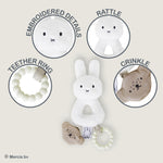 Kids Preferred Miffy Baby Ring Rattle – Soft Plush Material, Crinkle, Rattle Toy with Bumpy Ring Teether, Embroidered Details, Ages 0 Months & up