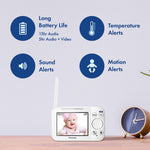 Panasonic Baby Monitor with Camera and Audio, 3.5” Color Video, Extra Long Range, Secure Connection, 2-Way Talk, Soothing Sounds, Remote Pan, Tilt, Zoom - 1 Camera - KX-HN4101W (White)
