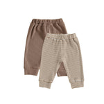 Baby Boy 2 Pack Pants Waffle Knit Sweatpants Soft Pull On Jogger Pant Toddler Fall Spring Bottoms (Brown, 12-18 Months)
