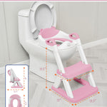 Forbena Girls Potty Training Seat with Step Stool Ladder, Pink Toilet Potty Seat for Baby Girl Toddlers, Kids Chair Stairs with Handles and Soft Cushion (White and Pink)