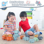 Chelpopo 10PCS Elephant Number & Alphabet Learning Toys for Toddlers 2-4, Toddler Preschool Learning Activities, Educational Montessori Toys for 2 Year Old, Double Sided Matching Game 1-10 & A-J