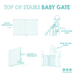 Regalo Safety 29-43" Top of Stairs Baby Gate, Extra Wide Baby Gate, Extra Wide Hardware Mounted Stair Gate with Banister & Wall Mount Kit, Walk-Through Safety Gate with Door for Toddlers & Pets