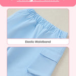 Kucnuzki Toddler Girl Clothes 3T 4T Girl Clothes Fall Outfits Blue Long Sleeve Tops Graphic T Shirt Cargo Pants 2 Piece Clothing Set