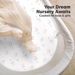 2-Pack Organic Bassinet Sheets for Girls, Boys - 100% Cotton Bassinet Mattress Sheets Compatible with Halo Bassinest Swivel Sleeper, Graco, Baby Delight, Chicco,Unisex Fitted Bassinet Sheets(Bunnies)