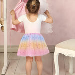 Jastore Girls Layered Rainbow Tutu Skirt Dance Dress Ruffle Tiered Clubwear(Pink+Purple,0-24 Months)