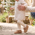 HONGTEYA Baby Moccasins with Fur Fleece Rubber Soles Warm Snow Boots Leather Baby Shoes for Boys Girls