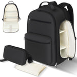 Diaper Bag Backpack with Changing Pad & Waist Bag, Large Diaper Bag Expandable for 2 Kids/Twins, Scientific Partition | Portable Side Access, Lightweight Travel Diaper Backpack for Mom Dad