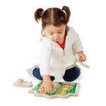 Melissa & Doug Jungle Friends Safari Animals Jumbo Knob Puzzle, Wooden Peg Puzzle for Toddlers, Educational Toy for Shape Recognition and Fine Motor Skills, Ages 1+
