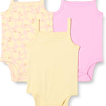 Amazon Essentials Baby Girls' Sleeveless Bodysuits, Pack of 3