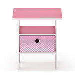 Furinno ANDREY Side Table, End Table, Night Stand with Open Shelves and Storage Bin, Bedside Table, for Living Room, Bedroom, Pink