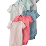 little planet by carter's unisex-baby 6-pack Organic Cotton Short-sleeve Rib Bodysuits, Pink Multi, 3 Months